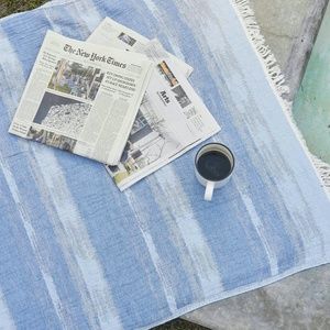 Blue Turkish Towel Soft Wrap Scarf Runner Beach Blanket Boho NWT